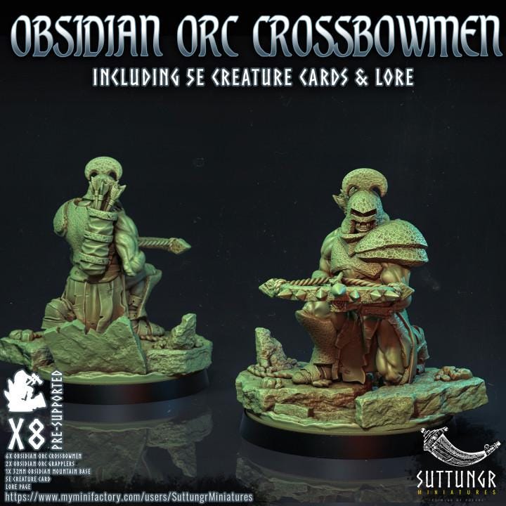 The Obsidian Orc Warband - Crossbowmen - v4 - Suttungr Miniatures - 32mm