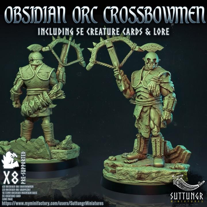 The Obsidian Orc Warband - Crossbowmen - v6 - Suttungr Miniatures - 32mm