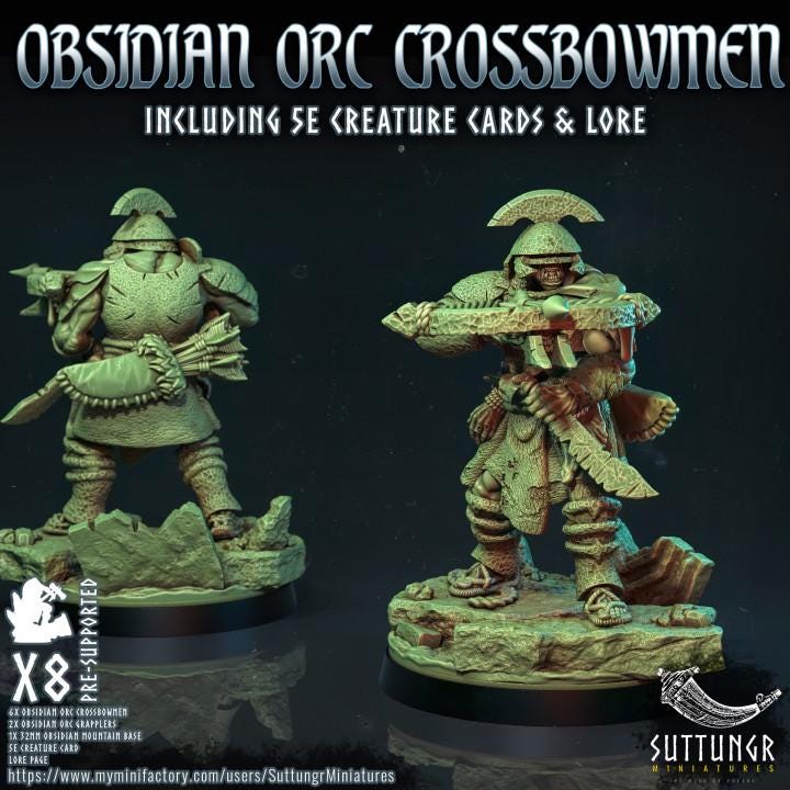 The Obsidian Orc Warband - Crossbowmen - v8 - Suttungr Miniatures - 32mm