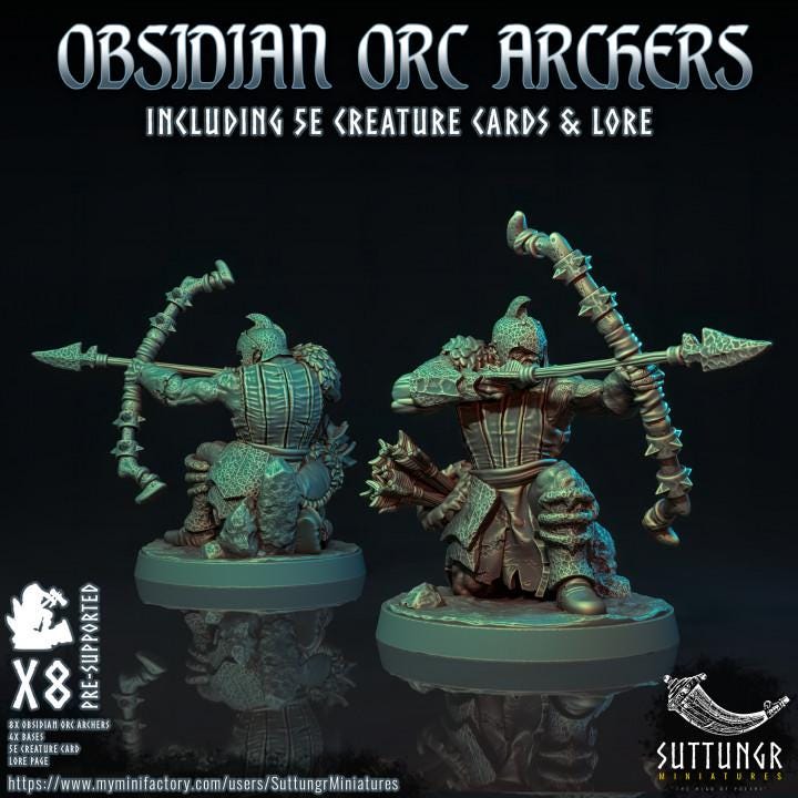 The Obsidian Orc Warband - Archers v2 - Suttungr Miniatures - 32mm