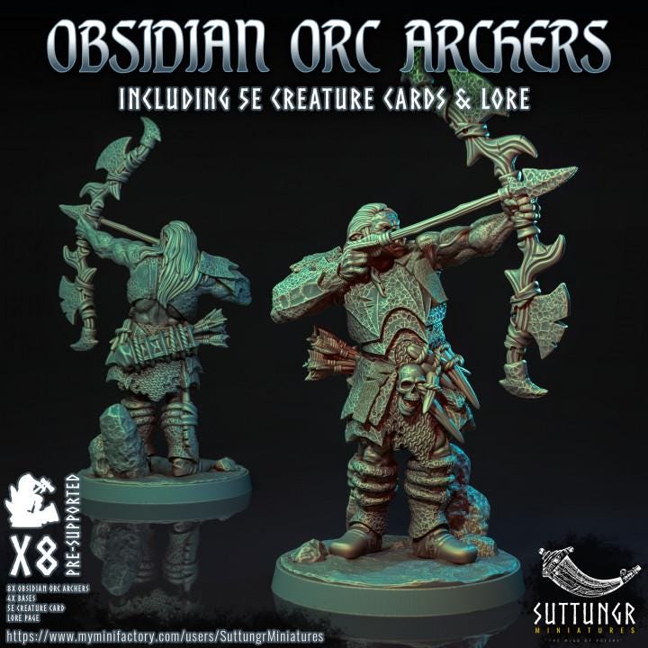 The Obsidian Orc Warband - Archers v8 - Suttungr Miniatures - 32mm