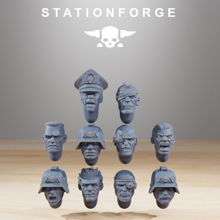 Heads - GrimGuard Combatants - StationForge - 28mm