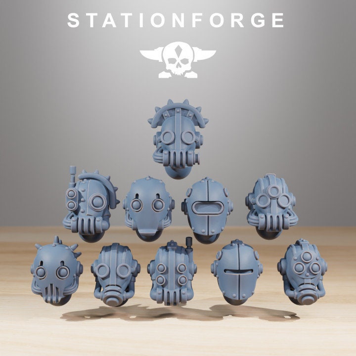 Helmets - Scavenger Junkbots Builder Kit - StationForge - 28mm