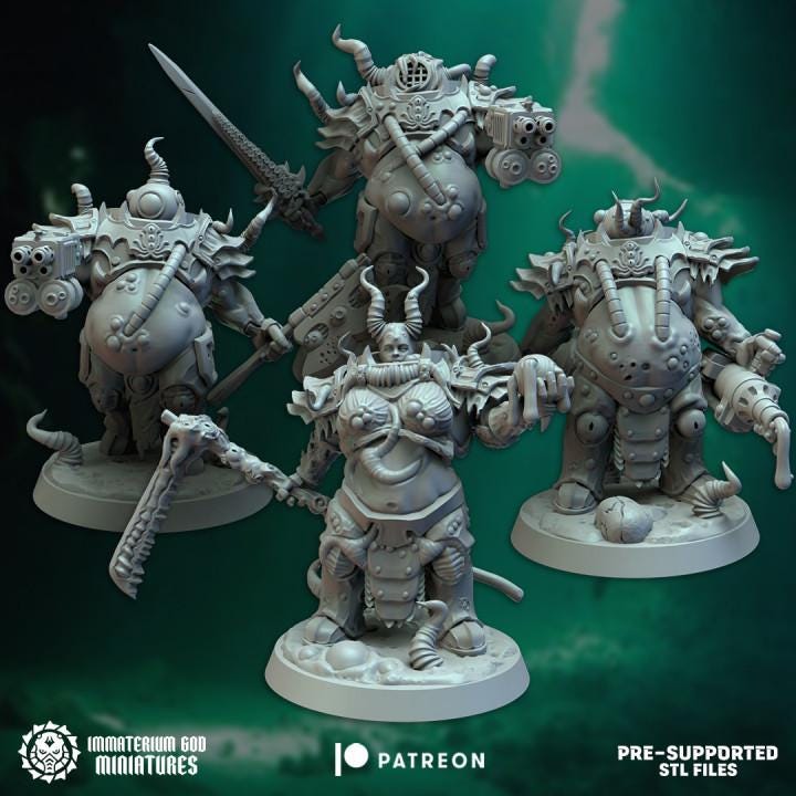 Lady wormius & starving parasites set (4 models) - Immaterium God Miniatures - 32mm