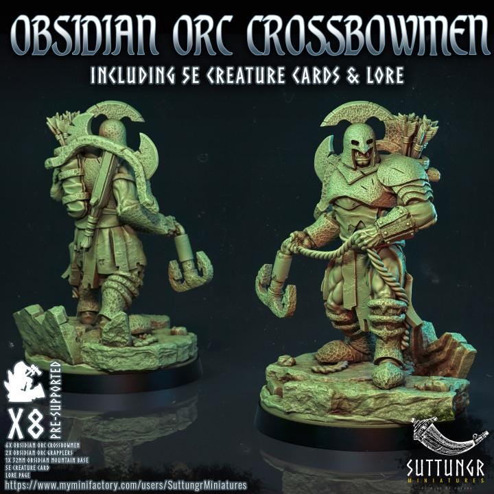 The Obsidian Orc Warband - Crossbowmen - v5 - Suttungr Miniatures - 32mm