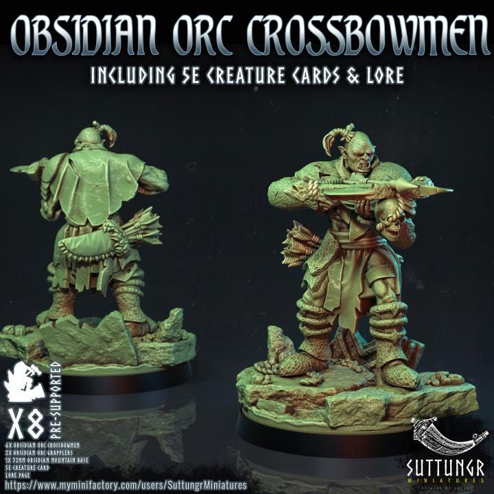 The Obsidian Orc Warband - Crossbowmen - v7 - Suttungr Miniatures - 32mm