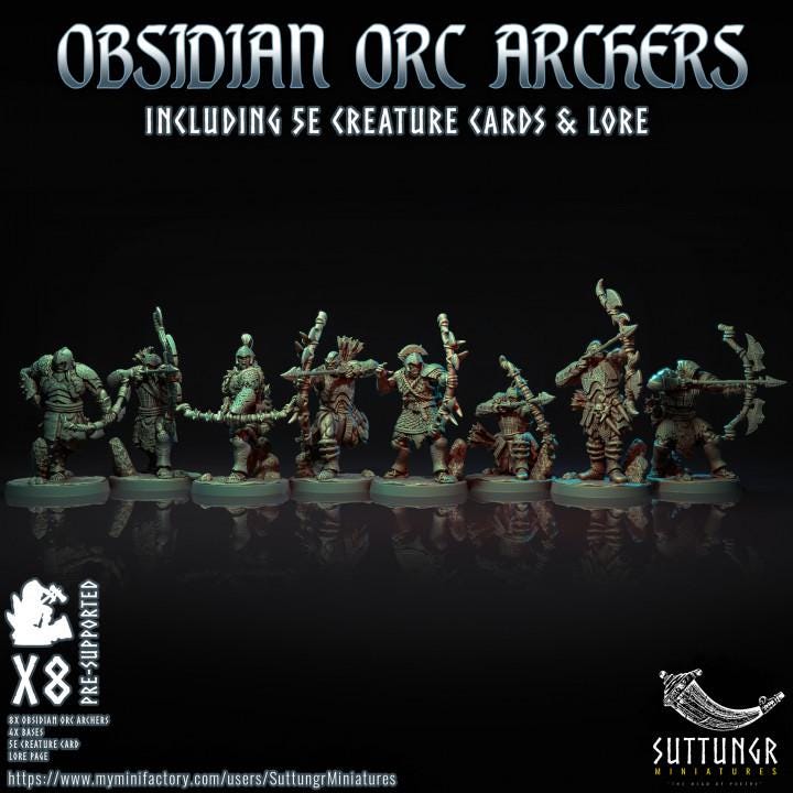 The Obsidian Orc Warband - Archers x8 - Suttungr Miniatures - 32mm