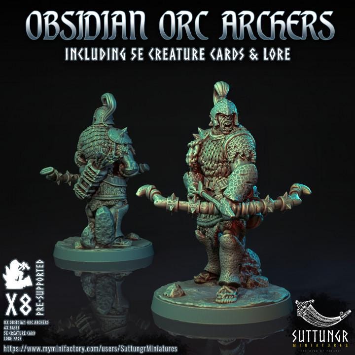 The Obsidian Orc Warband - Archers v4 - Suttungr Miniatures - 32mm