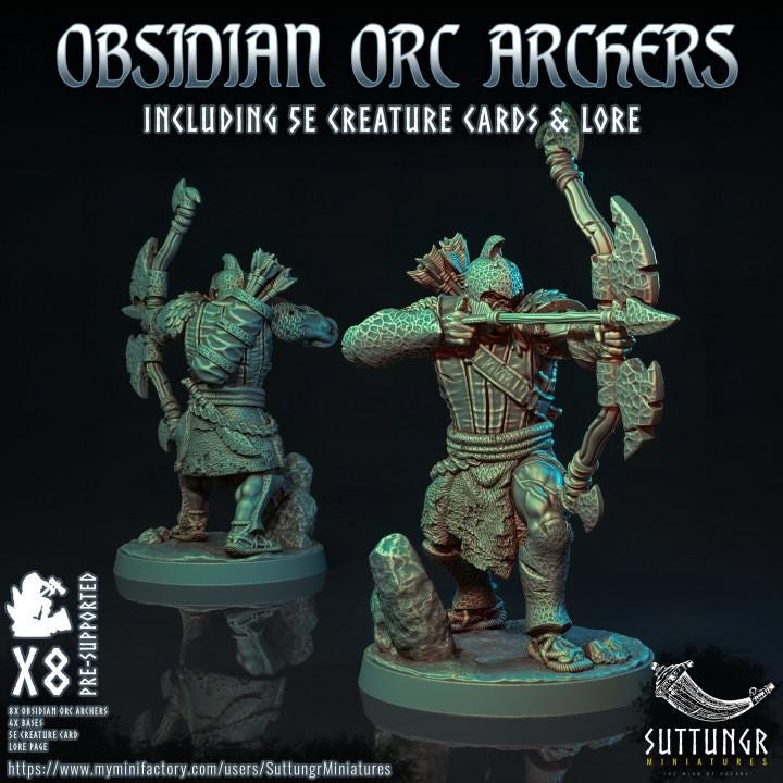 The Obsidian Orc Warband - Archers v3 - Suttungr Miniatures - 32mm