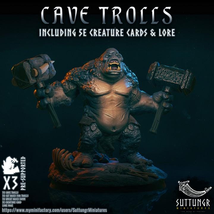 Cave Trolls v3 - Suttungr Miniatures - 32mm