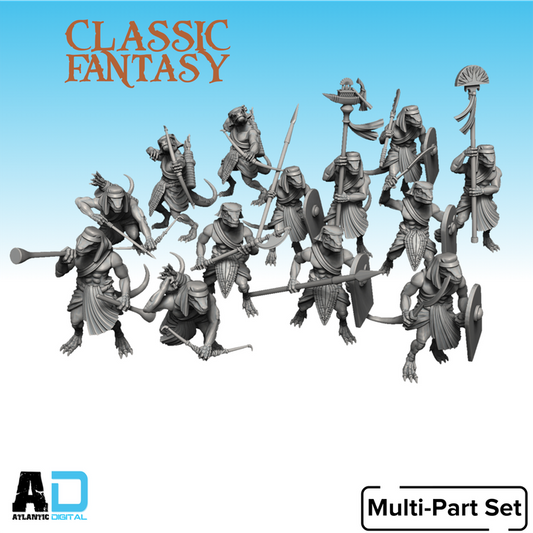 Lizardmen in Egyptian Garb- Classic Fantasy- Wargames Atlantic