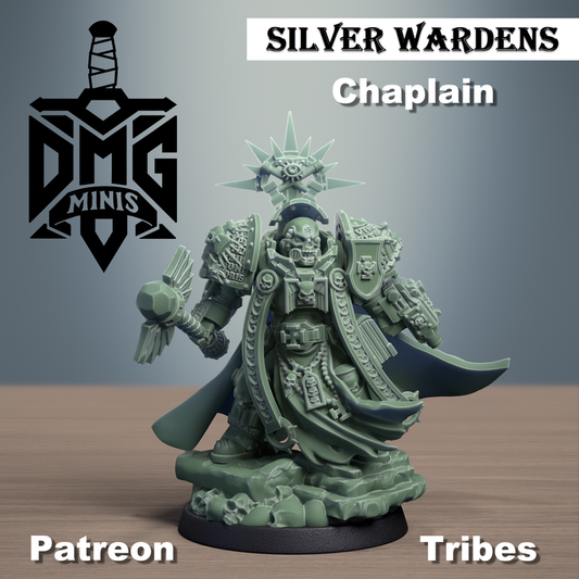 Silver Wardens Chaplain v2 (presupported) - Silver Wardens - Dmg miniatures