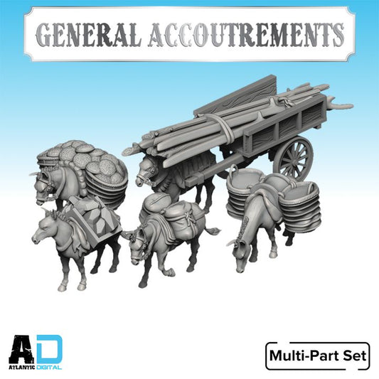 Donkeys With Saddle Luggage  - General Accoutrements - Wargames Atlantic