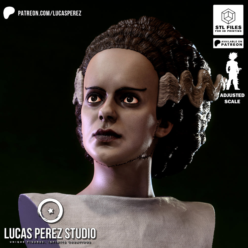 The Bride of Frankenstein Bust - Lucas Perez Studio