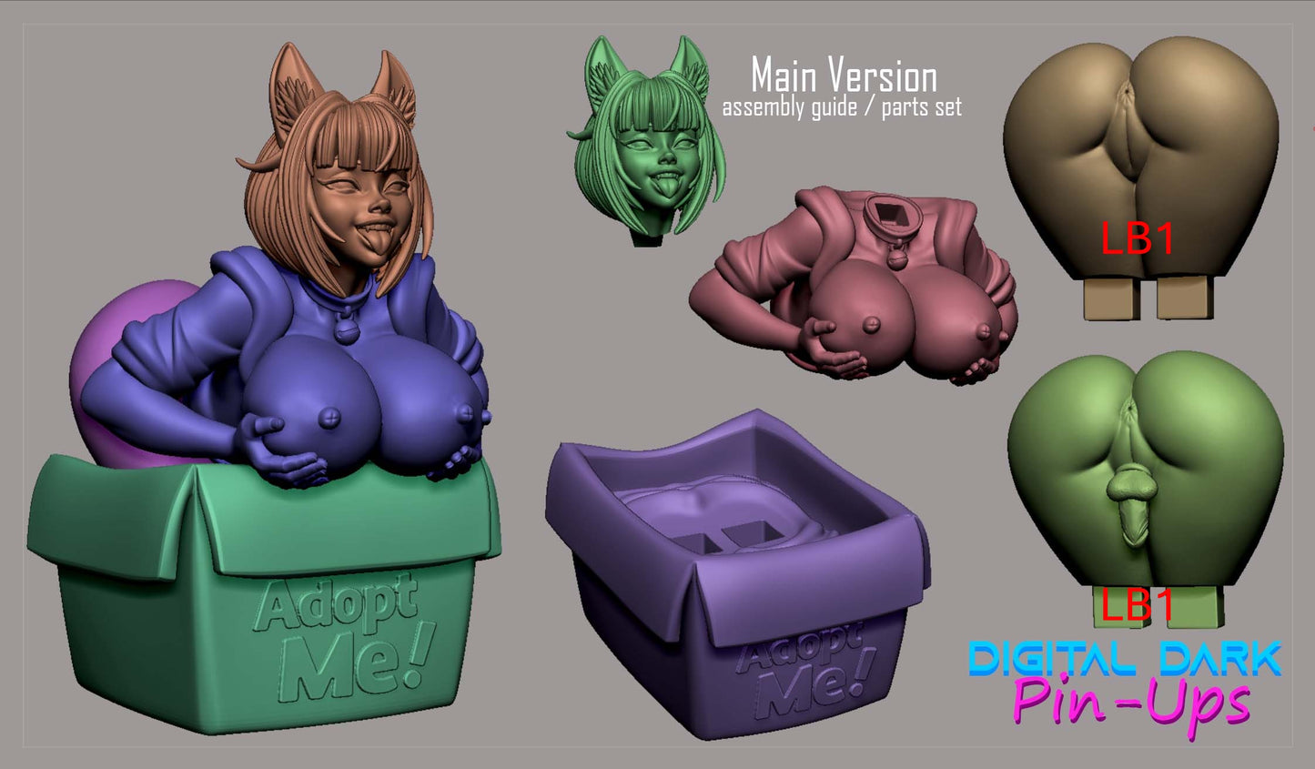 Furry Pet in the Box - Digital Dark Pin-ups