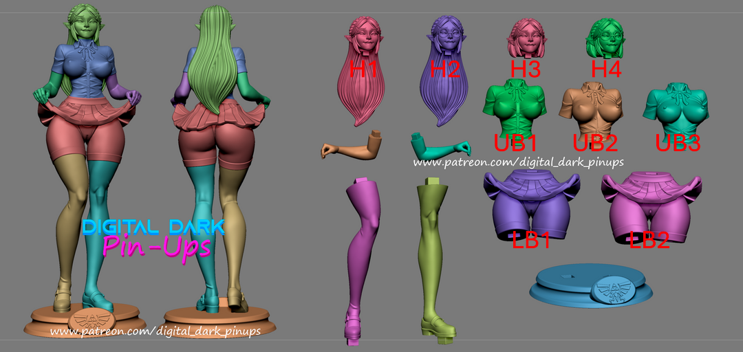 Student Zelda - Digital Dark Pin-ups